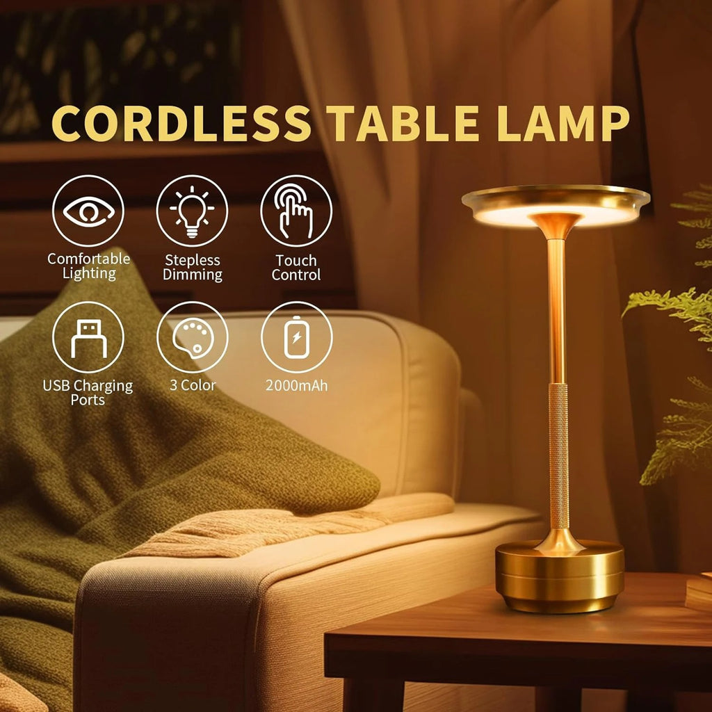 Wireless LED Desk & Table Lamp – Portable, Dimmable, USB Rechargeable